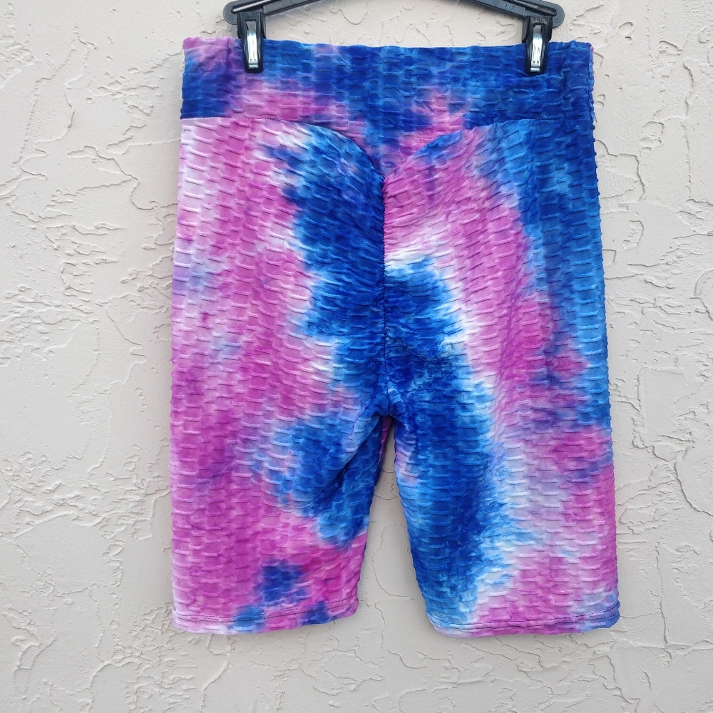 Pink high waist Tie dye booty shaping bike shorts